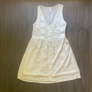Xhilaration Cream Lace Button-Down Dress